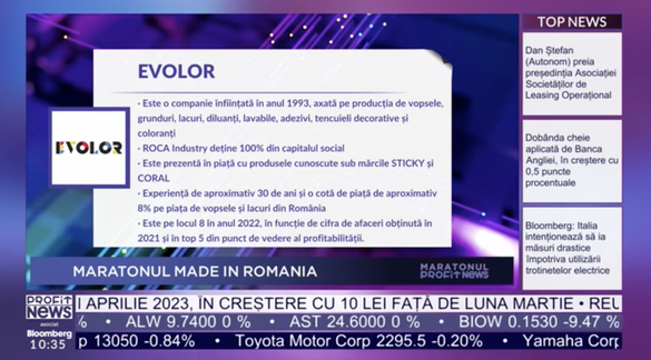 VIDEO - PROFIT NEWS TV Maratonul Made in Romania - CEO EVOLOR: Consumatorul nu mai cumpără fără discernământ. Competiția noastră pe piață este foarte acerbă. Avem setată o strategie de ocupare a spațiilor și în retailul tradițional