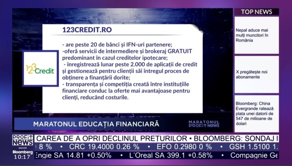 VIDEO PROFIT NEWS TV - Maratonul de Educație Financiară. Sebastian Piu, 123credit.ro: Trebuie să ne uităm la ce se întâmplă cu dobânda la creditele ipotecare după perioada de 3-5 ani în care este fixă