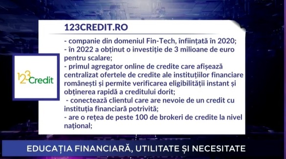 VIDEO PROFIT NEWS TV - Maratonul de Educație Financiară. 123Credit.ro: Este important să obții un credit, dar și să înțelegi în ce condiții și cum se va derula pe termen mediu și lung contractul cu banca