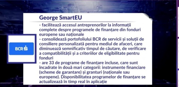 VIDEO PROFIT NEWS TV - Maratonul Fondurilor Europene - Coordonator în cadrul BCR: Avem foarte mulți clienți care fac proiecte în serie cu fonduri europene. Aplicația transmite notificări pentru proiectele eligibile 