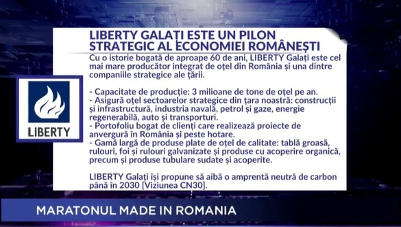 VIDEO PROFIT NEWS TV - Maratonul Made in Romania. General Manager Liberty Galați: Sunt necesare investiții de sute de miliarde euro pentru atingerea țintelor de reducere a emisiilor de carbon, care ar trebui să fie mai realiste