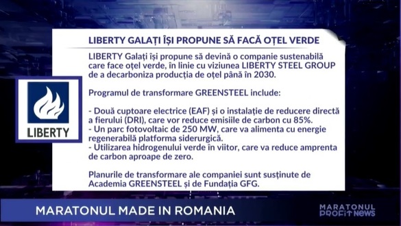 VIDEO PROFIT NEWS TV - Maratonul Made in Romania. General Manager Liberty Galați: Sunt necesare investiții de sute de miliarde euro pentru atingerea țintelor de reducere a emisiilor de carbon, care ar trebui să fie mai realiste