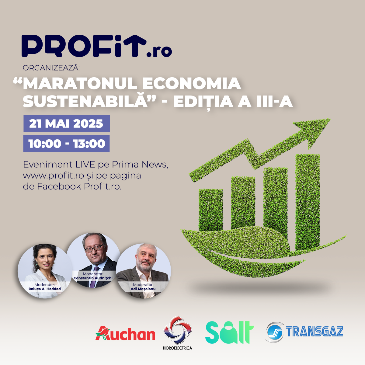 ASTĂZI Doi miniștri la Profit.ro TV – Maratonul Economia Sustenabilă. Cum se pot transforma clădirile nerezidențiale în “fabrici” de curent, Cum îi ″împăcăm″ pe prosumatori cu distribuitorii, Falsa dilemă “carne sau greieri”