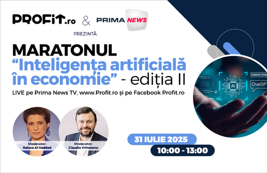 Maratonul Profit “Inteligența artificială în economie” - Ediția a II-a. Cum pot companiile să adopte AI fără a periclita locurile de muncă sau identitatea? Cât de rentabilă este adoptarea AI în retail, logistică, HR, producție? Ce meserii dispar?