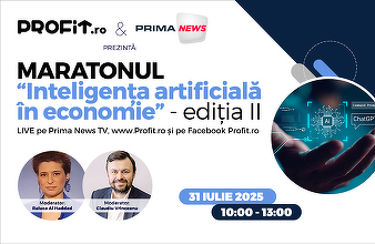 ASTĂZI Maratonul Profit “Inteligența artificială în economie” - Ediția a II-a. Cum pot companiile să adopte AI fără a periclita locurile de muncă sau identitatea? Cât de rentabilă este adoptarea AI în retail, logistică, HR, producție? Ce meserii dispar?