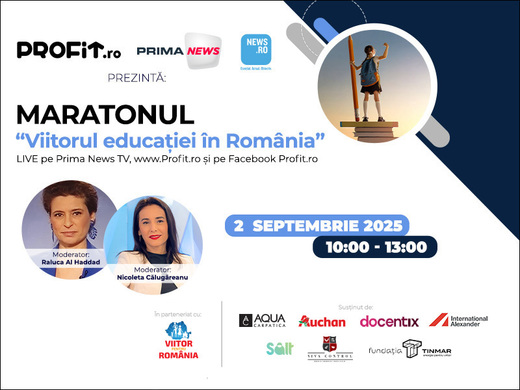 MÂINE Maratonul Profit.ro - Viitorul Educației în România. Cum putem reconstrui încrederea în sistemul de învățământ?, Învățământul în străinătate: Ne fură copiii sau ne “deșteaptă” economia?, Cum vorbește lumea reală, economia, cu școala?