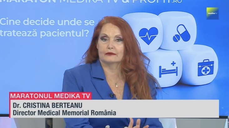 VIDEO Dr. Cristina Berteanu, Director Medical Memorial România, la MARATONUL MEDIKA TV: Banii urmează pacientul și dreptul lui la alegerea centrului unde se va diagnostica și trata e pe primul plan