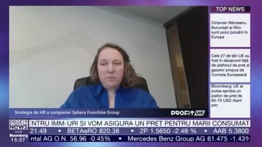 VIDEO PROFIT LIVE Emilia Stroe, director HR Sphera Franchise Group: Ne-am confruntat cu o diminuare a sursei de candidați către care ne adresăm. De la începutul anului am angajat aproximativ 1.850 de persoane