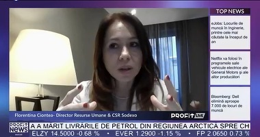 VIDEO PROFIT LIVE Florentina Ciontea, Director Resurse Umane & CSR Sodexo: Vorbim mai mult de un mix de factori care sunt acum foarte importanți pentru orice angajat. E nevoie să devenim mai eficienți