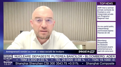 VIDEO PROFIT LIVE Adrian Florea, SoNexy: Ne propunem să ducem proiectul până la găsirea unui investitor strategic care știe să meargă mai departe cu un potențial unicorn. Estimăm că, în 2-3 ani, evaluarea va depăși 100 milioane euro