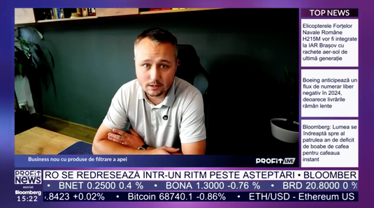 VIDEO PROFIT LIVE Andrei Bogdan Ceauru, fondator Filtro.ro: Avem în plan extinderea. Am fost întotdeauna pe profit. Dar lumea încă este sceptică în a consuma apă de la rețea