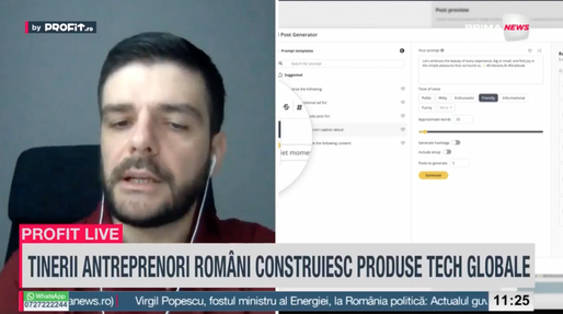 VIDEO Profit.ro TV LIVE- CEO-ul SocialBee anunță ce urmează după tranzacția cu WebPros. Cea mai mare companie de software de găzduire web și automatizare la nivel global a preluat o companie românească