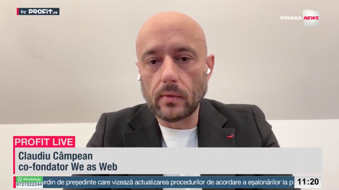 VIDEO Profit.ro TV – Claudiu Câmpean, We as Web: Nu ne vom retrage să lăsăm alte companii să profite de calitatea oamenilor din România. Ce avantaj avem noi ca țară este apropierea culturală cu piețele din Europa