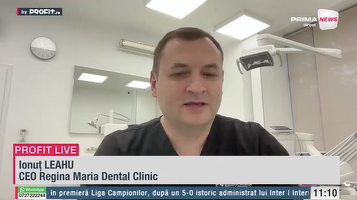 VIDEO Profit.ro TV - Ionuț Leahu, CEO Regina Maria Dental Clinic: Toată această instabilitate se simte și la dinți, oamenii aleg să trăiască cu compromisuri. Am început să avem pacienți new-yorkezi. Într-o săptămână, pacientul a putut zbura înapoi cu dinț