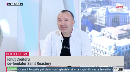 VIDEO Profit.ro TV - Ionuț Croitoru, co-fondator Saint Roastery: În România, cafeaua de specialitate este sub 10% din consumul total de cafea. Competiția este foarte mică. Vrem să ne extindem în Mall Băneasa