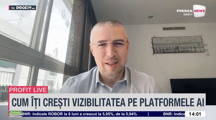 VIDEO GEO este următoarea etapă a SEO. Ionuț Turlea, co-fondator GEOflux.ai: Este optimizat pentru conversații, nu doar pentru cuvinte-cheie și pentru semantica din spatele conversațiilor. Din ce în ce mai mulți clienți noi vin de pe ChatGPT - Profit.ro L