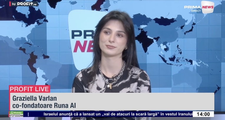 VIDEO Sky is the limit. Graziella Varlan, co-fondatoare Runa AI: Vrem să începem cu beauty, dupǎ care sǎ ne extindem și către alte industrii. Vrem să avem mai multe hotspot-uri de modă în lume - Profit.ro Live TV