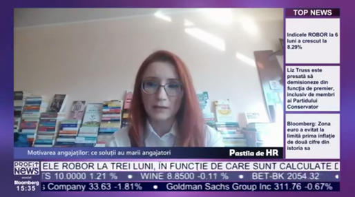 VIDEO Pastila de HR - Bianca Vuță, Partener HR Design: Motivarea angajaților începe să devină un subiect care ar trebui să fie tratat individual. Angajații au nevoie de apreciere și recunoaștere