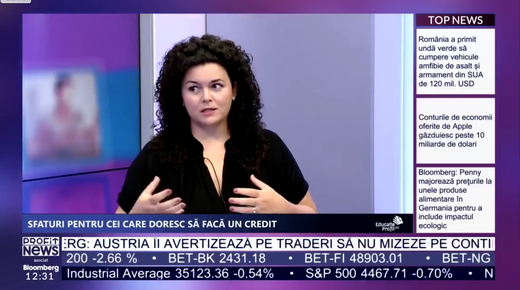PROFIT NEWS TV Educație cu Profit - Iulia Rusu, ING Bank: Când mediul este incert, clienții preferă ratele fixe. Cererea mare de credit s-a mai domolit, românii economisesc mai mult
