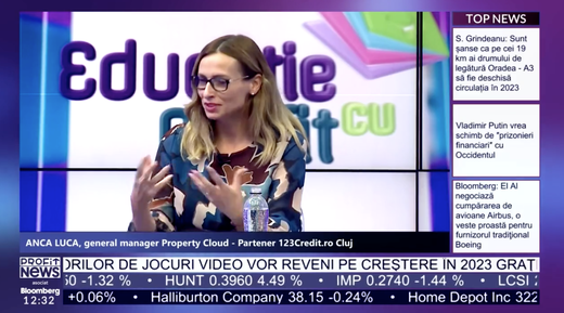 PROFIT NEWS TV Educație cu Profit - Anca Luca, General Manager Property Cloud - Partener 123Credit.ro Cluj: Mulți clienți nu știu că se pot achiziționa imobile cu un avans zero. Nu este o perioadă proastă de a investi

