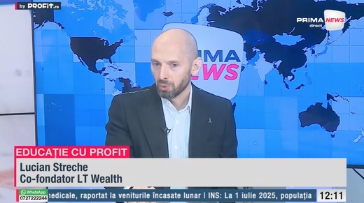 Românii pierd anual aproape 4 miliarde euro pentru că își țin banii în conturi și nu îi investesc. Lucian Streche, co-fondator LT.Wealth: Oamenii acționează după niște structuri cognitive - Profit.ro TV Educație cu Profit
