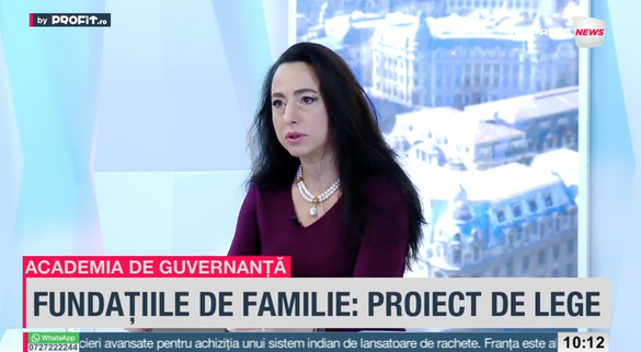 VIDEO Profit.ro TV Academia de Guvernanță – Carmen Micu, ENVISIA: Există o nevoie reală și tot mai accentuată pentru o legislație dedicată fundațiilor de familie / Ionuț Simion, PwC: Adoptarea legii fundațiilor de familie ar putea preveni migrarea capitalului și creșterea de taxe și impozite la stat 