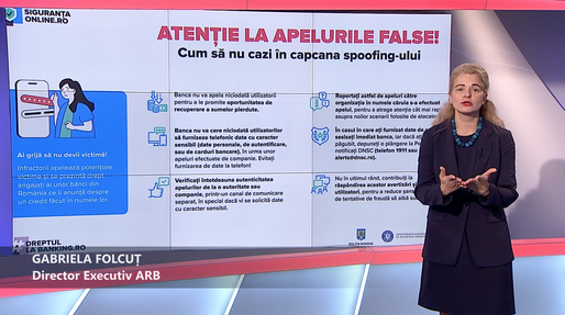 VIDEO Gabriela Folcuț, ARB: Nu te încredere în cel care te sună sau trimite emailuri. Semnalează imediat orice tentativă de fraudă pentru a-i proteja și pe alții!