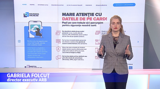 VIDEO Gabriela Folcuț, Director Executiv ARB: Nu divulgați datele de pe cardul bancar în nicio situație!