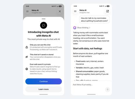 FOTO Chat Incognito cu AI pe WhatsApp. “O modalitate complet privată de a interacționa cu AI.”