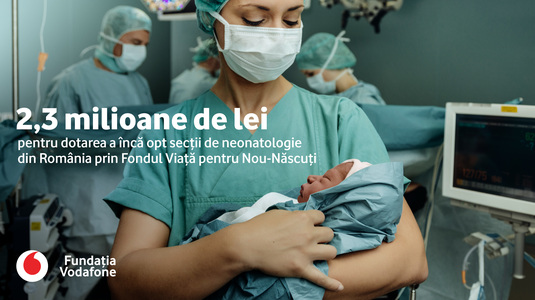 Fundația Vodafone investește 2,3 milioane de lei în dotarea a opt secții de neonatologie din România
