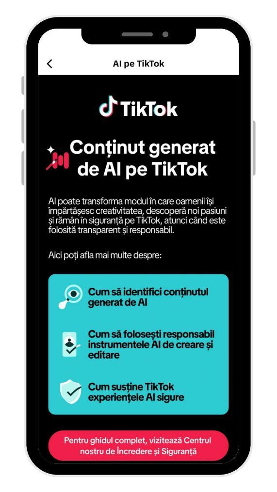 FOTO TikTok lansează în România un nou instrument, AI Literacy Hub. Cum poate fi identificat conținutul generat de inteligența artificială