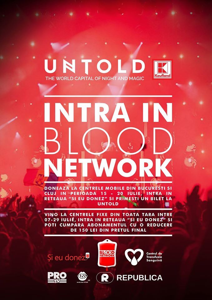 Organizatorii Untold oferă reduceri şi bilete gratuite celor care donează sânge 