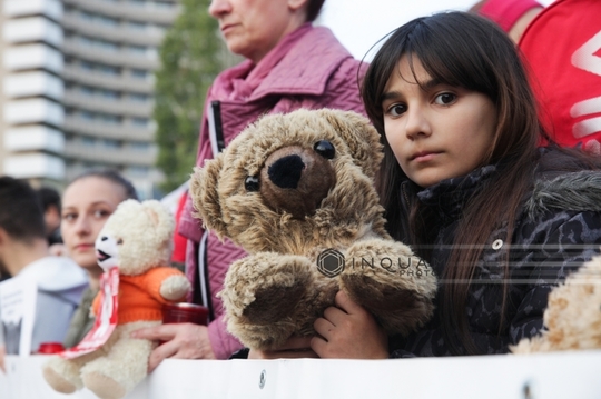 Protest în Capitală faţă de modul în care s-a intervenit în cazul ursului împuşcat la Sibiu (Foto: Inquam Photos / Liviu Albei)