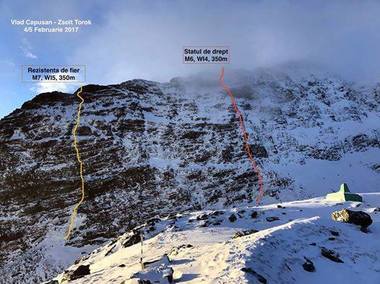 Două trasee de alpinism care duc spre un vârf din Munţii Făgăraş, botezate în onoarea protestelor antiguvernamentale