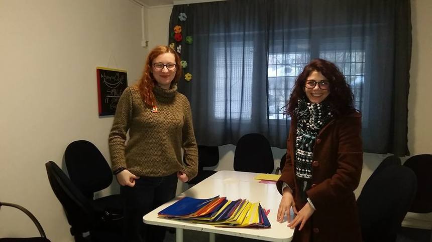 Materialele folosite pentru realizarea tricolorului uman în Piaţa Victoriei din Capitală au fost donate unor şcoli şi ONG-uri