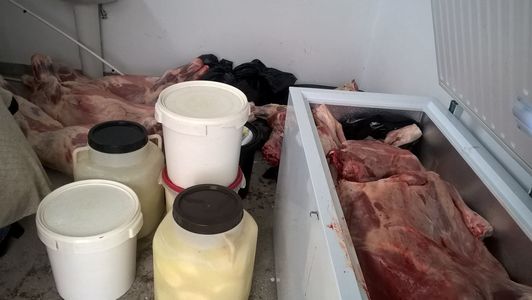 Peste o tonă de carne şi brânză fără documente de provenienţă, destinată pieţei din Bucureşti, confiscată