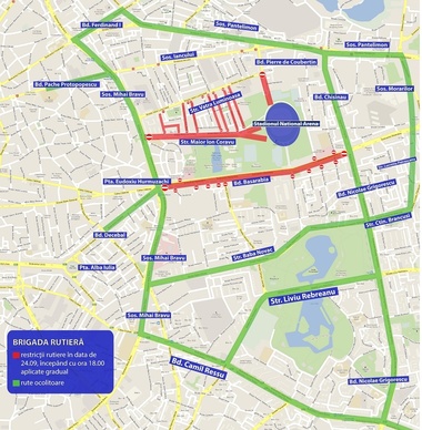 Restricţii de trafic duminică, de la ora 18.00, în Bucureşti, pentru meciul FCSB - Dinamo