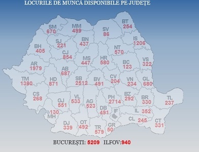Peste 30.000 de locuri de muncă vacante la nivel naţional, cele mai multe în Bucureşti, Prahova şi Sibiu