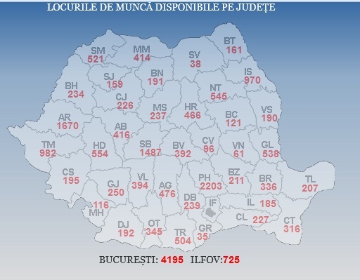 ANOFM: Peste 22.000 de locuri de muncă vacante la nivel naţional; cele mai multe sunt în Bucureşti, Sibiu, Prahova şi Arad