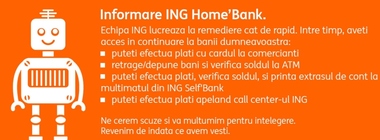 ING: Serviciul Home Bank este indisponibil 