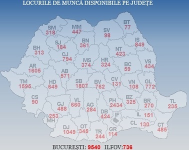 Peste 31.000 de locuri de muncă vacante la nivel naţional; cele mai multe sunt în Bucureşti, Prahova, Sibiu, Arad, Timiş şi Dolj