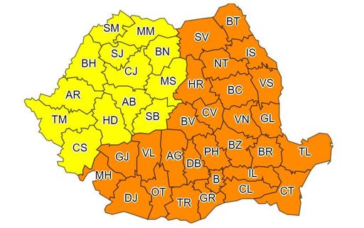 Cod galben de frig în toată ţara începând de duminică, cu temperaturi cu până la 15 grade mai mici decât ar fi normal pentru această perioadă. De luni va intra în vigoare un cod portocaliu de ger, minimele vor atinge -22 de grade