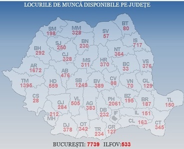 Peste 24.000 de locuri de muncă vacante la nivel naţional, cele mai multe în Bucureşti şi în judeţele Prahova, Arad, Timiş şi Sibiu