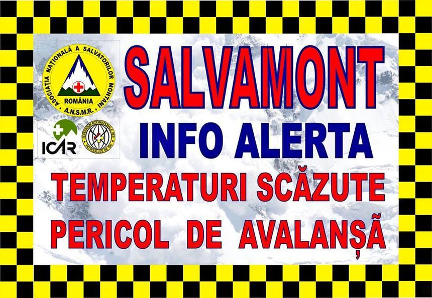 Atenţionare Salvamont: Temperaturi scăzute şi risc de producere a avalanşelor în multe masive montane