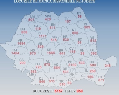 ANOFM: Peste 30.000 de locuri de muncă vacante la nivel naţional; cele mai multe sunt în Bucureşti, Prahova, Arad, Sibiu, Timiş şi Cluj
