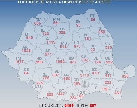 ANOFM: Peste 30.000 de locuri de muncă vacante la nivel naţional; cele mai multe sunt în Bucureşti, Prahova, Sibiu, Arad, Timiş şi Cluj