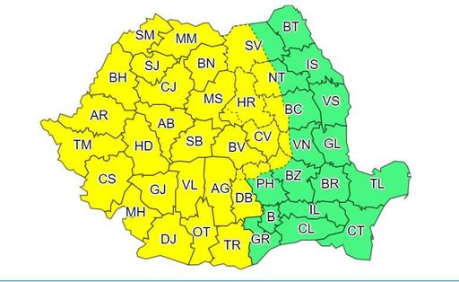 Treizeci de judeţe intră la ora 14.00 sub cod galben de furtuni, cu ploi abundente care vor cumula 80 de litri pe metru pătrat. Măsurile anunţate de IGSU