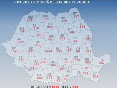 Aproape 31.000 de locuri de muncă vacante la nivel naţional; cele mai multe sunt în Bucureşti, Prahova, Sibiu, Arad şi Cluj