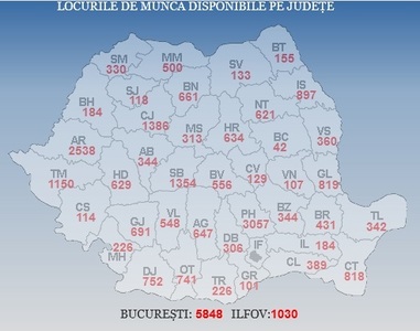 ANOFM: Peste 30.000 de locuri de muncă vacante la nivel naţional; cele mai multe sunt în Bucureşti, Prahova, Arad, Cluj, Sibiu, Timiş şi Ilfov