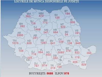 ANOFM: Peste 31.000 de locuri de muncă vacante la nivel naţional; cele mai multe sunt în Bucureşti, Prahova, Arad, Cluj, Sibiu şi Timiş
